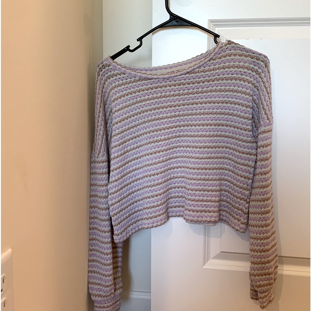 Purple striped long sleeve top